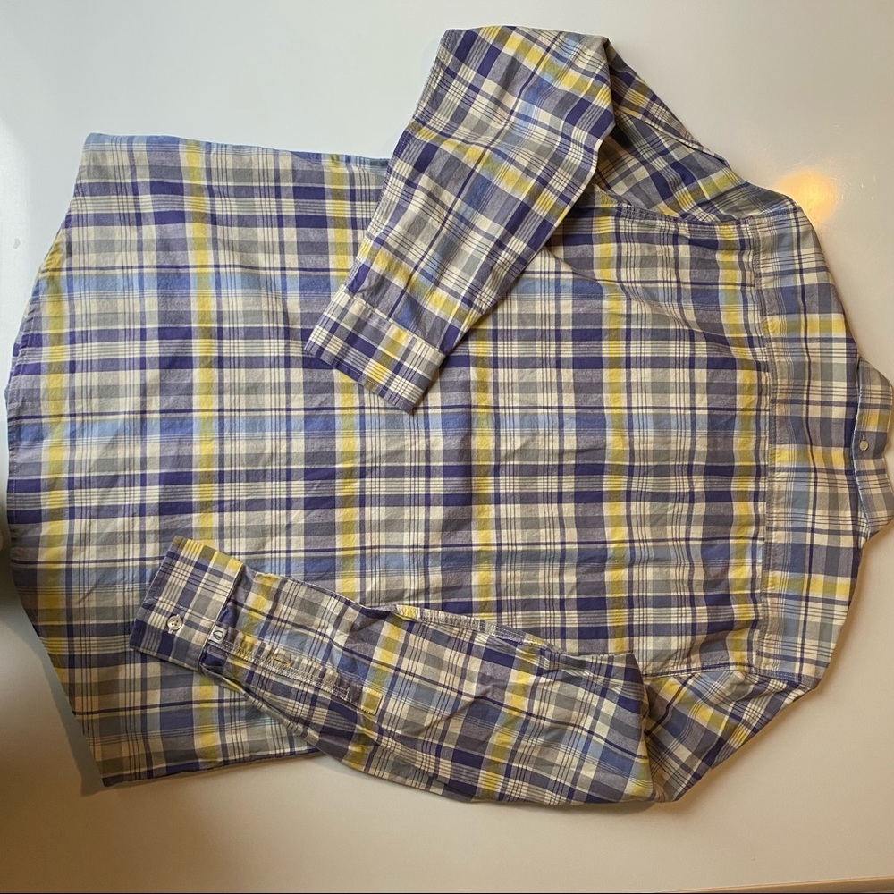 New Plectrum by Ben Sherman Men Large Blue Stripe Button Front Longsleeve Shirt - Picture 4 of 9